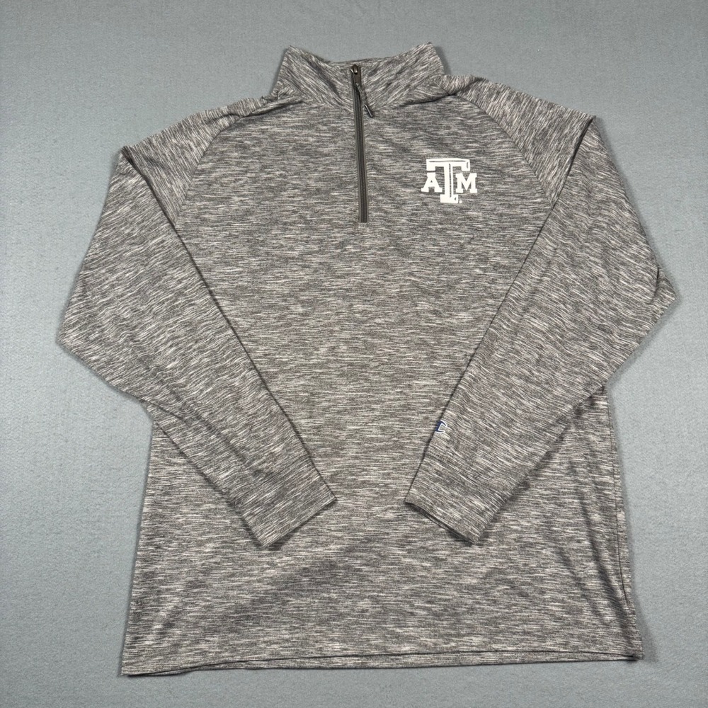 Champion Texas A&M Aggies Mens Large‎ Grey Space Dye Quarter Zip Pullover L